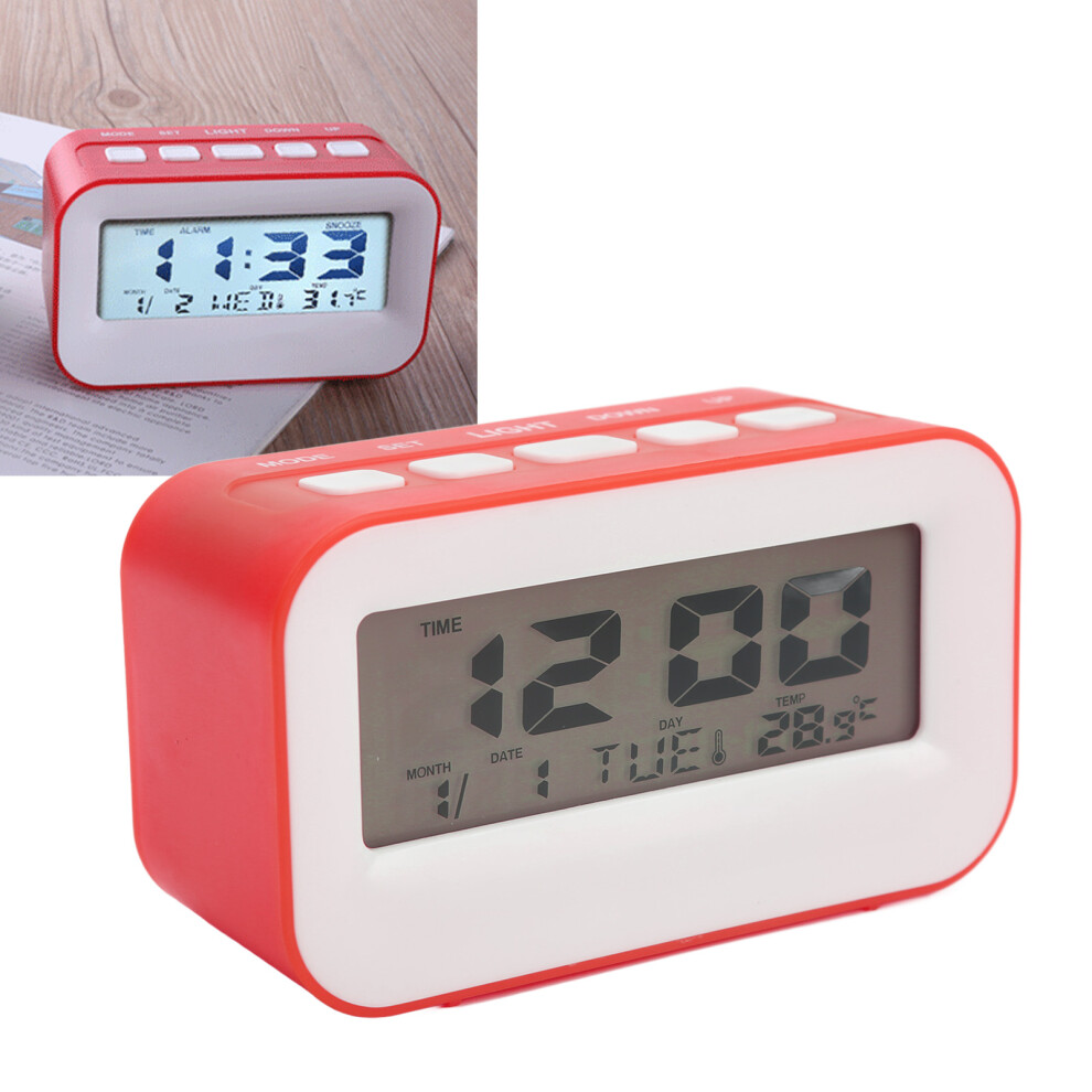 Kids Lcd Alarm Clock With Backlight, Musical Alarm, Timer & Birthday Reminder Red