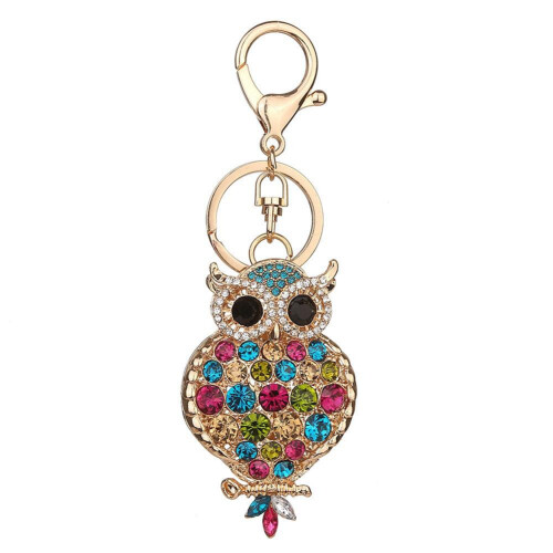 Owl Shape Rhinestone Pendant Keychain Gift