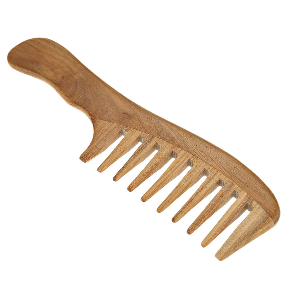 Wooden Comb Natural Green Sandalwood Wide Tooth Massage Hair Care
