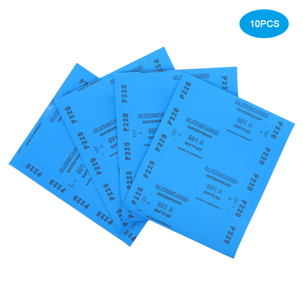 (220 Grit) 10Pcs Wet Dry Sandpaper 220 Grit Polishing Tool 667859212246