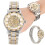 (White Surface + Gold) Men Round Dial Hollow Automatic Watch White Gold 4