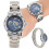 (Blue Surface + Silver) Men Round Dial Hollow Automatic Watch White Gold 4