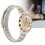 (White Surface + Gold) Men Round Dial Hollow Automatic Watch White Gold 5