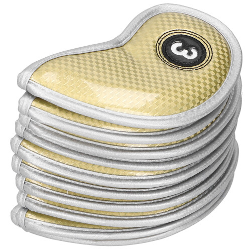 (Gold) 10Pcs PU Golf Iron Head Covers Waterproof Protective Sleeve 1