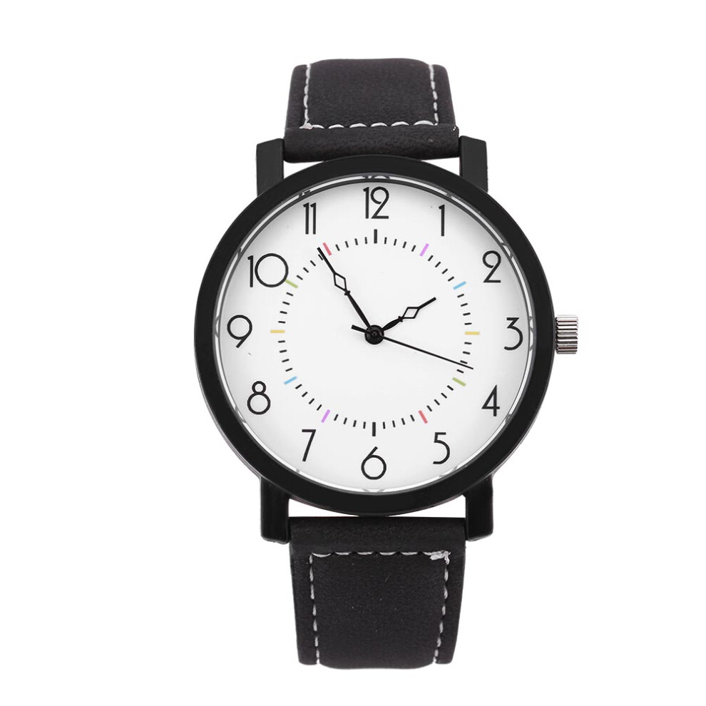 Quartz Wrist Watch Round Pu Strap Big Dial Simple 667859179686