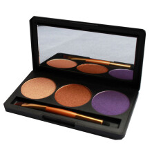 3-Kleur Glitter Oogschaduw Palette met Spiegel & Borstels