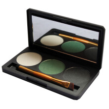 3 Color Shimmer Glitter Eyeshadow Palette Mirror Double Brush
