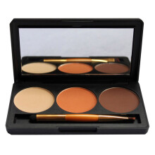 3 Color Shimmer Glitter Eyeshadow Palette Mirror Double Brush