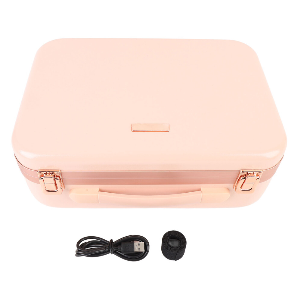 Travel Makeup Case LED Mirror 3 Brightness Adjustable 15in Pink