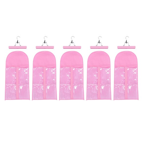 (Pink) 5 Buste Trasparenti Rosa per Estensioni Capelli