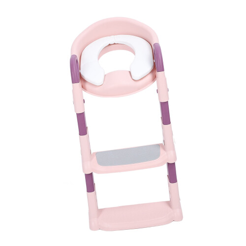Foldable Toddler Potty Training Seat Anti Slip with Step Stool Pink 2