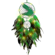(With light, Green) Dinosaur Dream Catchers For Boys Girls, Dream Catcher Light Wall Decor Feather Wall Hanging Dino Dream Catcher Kids Gift