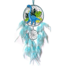 (No light, Blue) Dinosaur Dream Catchers For Boys Girls, Dream Catcher Light Wall Decor Feather Wall Hanging Dino Dream Catcher Kids Gift