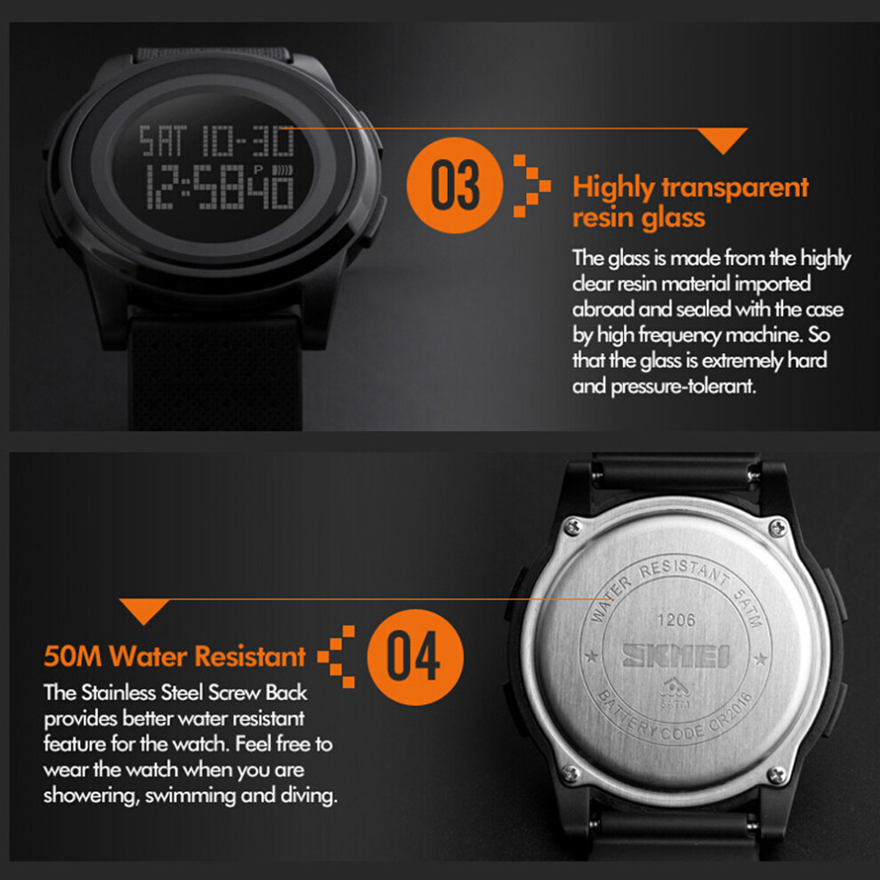 Skmei 5Atm Water Resistant Digital Sports Watch With Calendar 667859183829