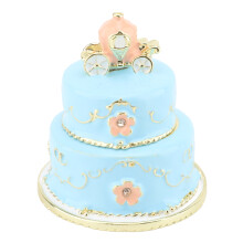 (Blue) Cake Shaped Jewelry Box Hand Painted Trinket Box Rings Necklaces