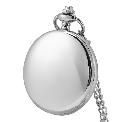 Classical Quartz Analog Smooth Pocket Watch Necklace Pendant Silver 1