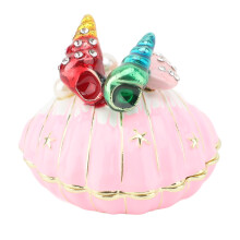 (Pink) Hand Painted Enamel Trinket Box Vintage Metal Jewelry Organizer Pink