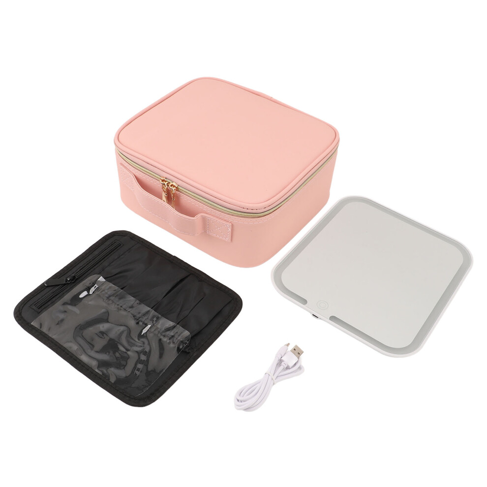 Makeup Bag with Mirror Large Cosmetic Organizer