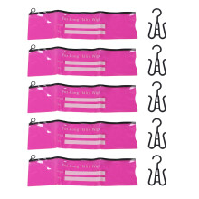 (Medium Size Pink) 5 Set Hair Extension Holder Bag Waterproof Anti Dust Transparent PVC