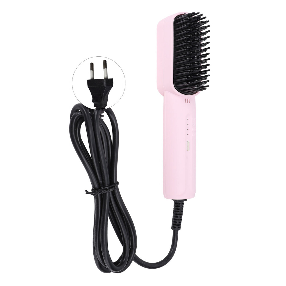 Pink (Eu Plug 250V) Hair Straightening Brush Negative Ionic Heat Anti Scald Us Plug