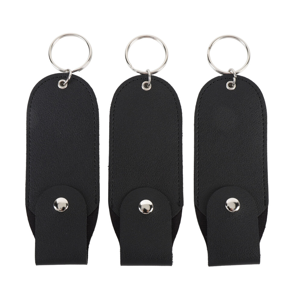 3pcs Lipstick Holder Keychain PU Leather Portable Balm Sleeve Pouch