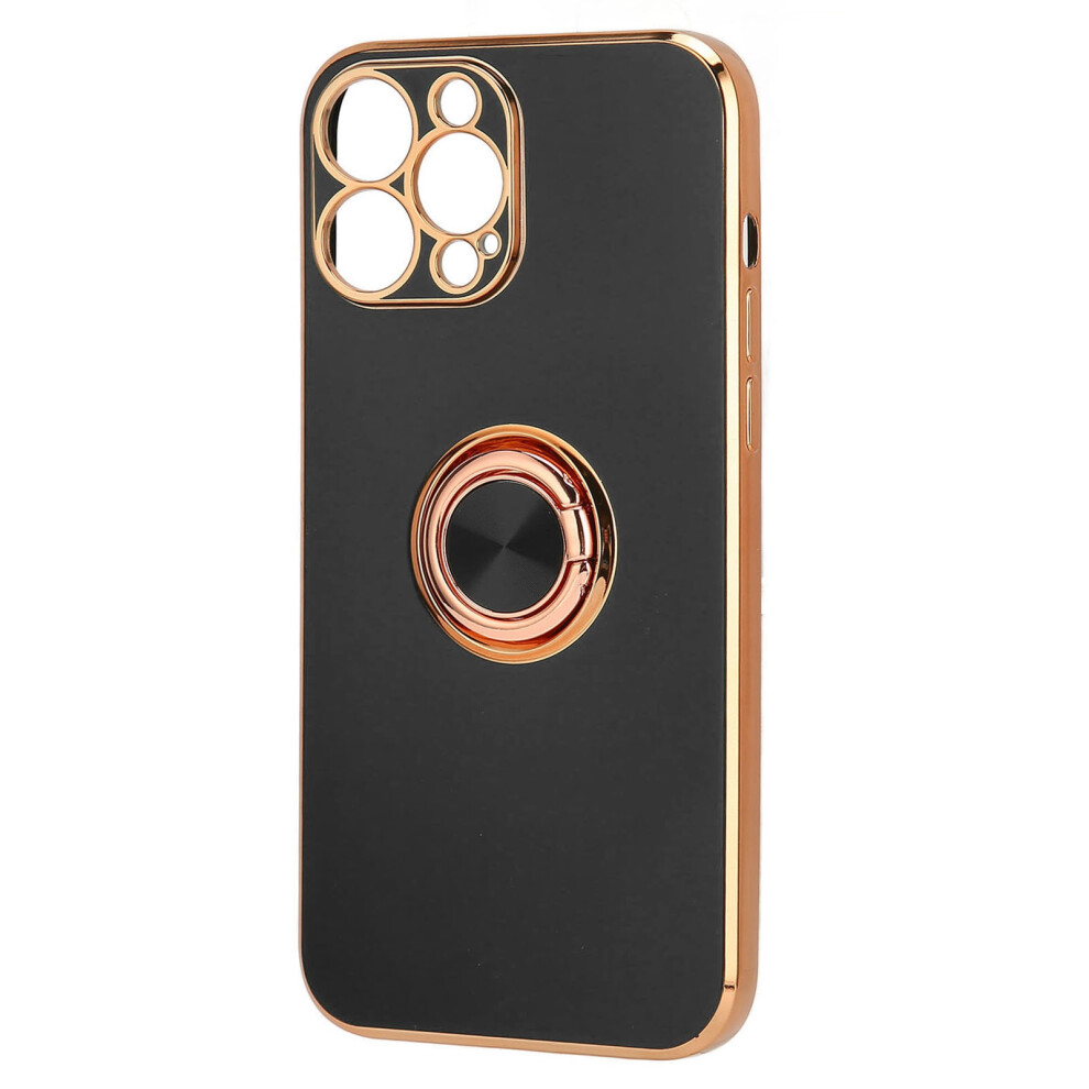 Slim Iphone 13 Pro Max Cover With Rose Gold Glitter Ring Stand Black Silicone Black,Gold 3491357181967