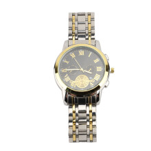 (Gold Black) Tone Stainless Steel Watch Water Resistant Luminous Quartz Gold Black