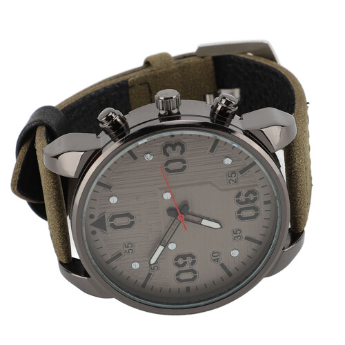 (Green) Quartz Men Watch Minimalist Ultra Thin Brown 1