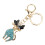 (Blue) Cute Cat Rhinestone Backpack Keychain Blue 3