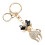 (White) Cute Cat Rhinestone Backpack Keychain Blue 2
