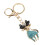 (Blue) Cute Cat Rhinestone Backpack Keychain Blue 2