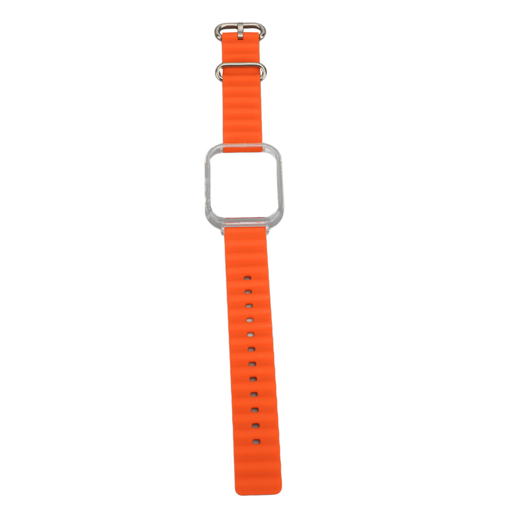 (Orange) 2 In 1 Silicone Watch Strap With Steel Buckle 3 Yellow Orange,Yellow 667859186509