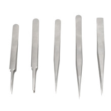 5pcs Stainless Steel Tweezers Anti Magnetic with Pouch for Electronics