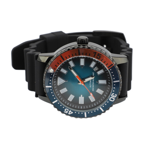 (Black Orange) Automatic Mechanical Watch Luminous Hands Self Winding 48mm Silver Red 1