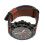 (Coffee Strap Red Dial) PU Leather Analog Watch Large Face Luminous Red Dial Black Strap 5