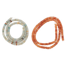 2 Chain Stone Beads Red Agate Amazonite DIY Jewelry Kit