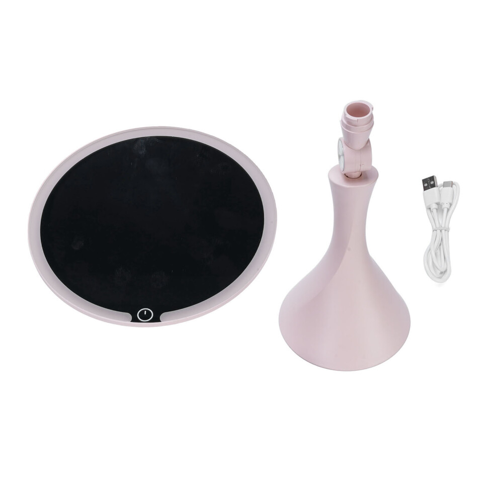 USB Rechargeable Lighted Makeup Mirror 3 Color Temp Pink