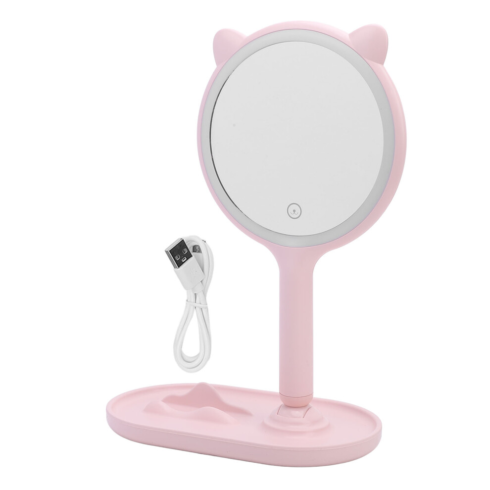 1X 5X Double Sided Magnifying Makeup Mirror 3 Color Temp USB Pink