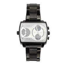 Electronic Quartz Watch Men Double Display Rectangular 30M Waterproof