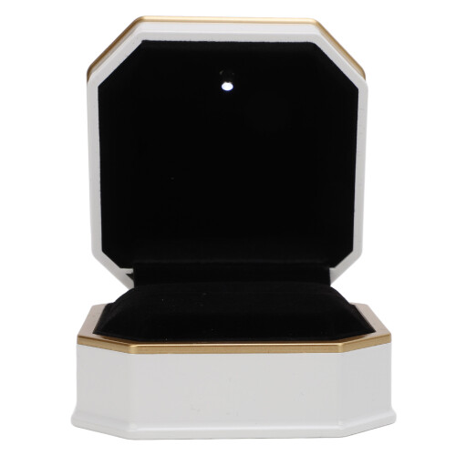 LED Light Ring Box Elegant Velvet Gift Box White 2