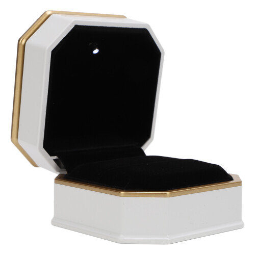 LED Light Ring Box Elegant Velvet Gift Box White 1