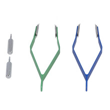 2PCS V Shape Spring Bar Tweezers Alloy Steel Watch Crown Green Blue