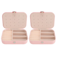 2pcs Travel Jewelry Box PU Leather 2 Layers Earrings Necklace Case