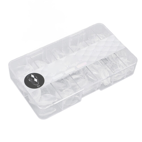 140pcs 3D Diamond Nail Tips Clear Almond 14 Sizes 2