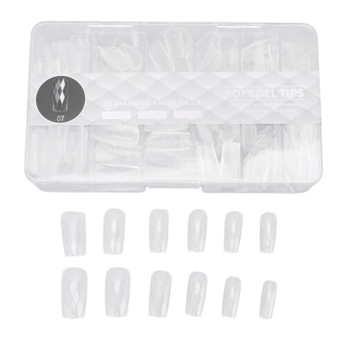 140 Stks 3D Nageltips Lang Transparant Salon DIY 1