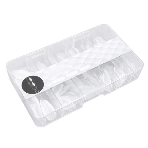 120pcs 3D Diamond Nail Tips Clear Almond 12 Sizes 2