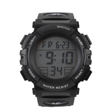 (Black) Men Digital Watch Waterproof Calendar Alarm Nightlight Sports Black