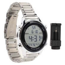 (Silver) Men Digital Watch 50m Waterproof LED Night Light Silver