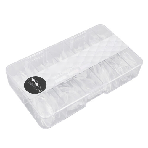 140pcs 3D Diamond Nail Tips Clear Almond 14 Sizes 2