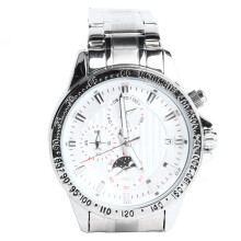 Men's Quartz Watch Luminous Stainless Steel Chronograph Silver Strap